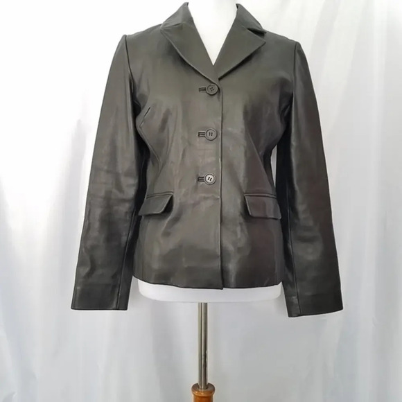Margaret‎ Godfrey Black Leather Jacket - Picture 1 of 11